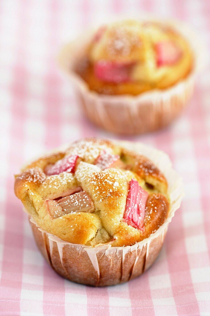 Rhubarb Muffins, selective focus