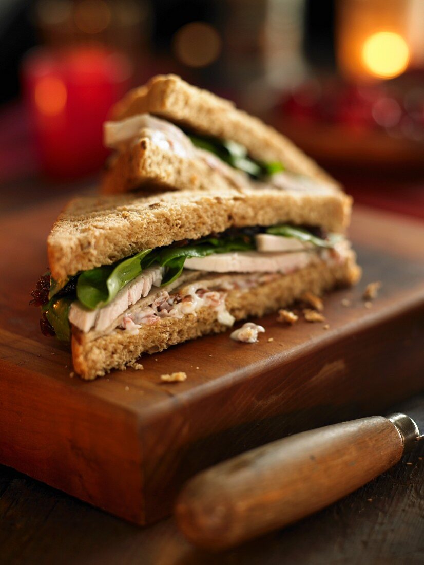 A turkey and spinach sandwich