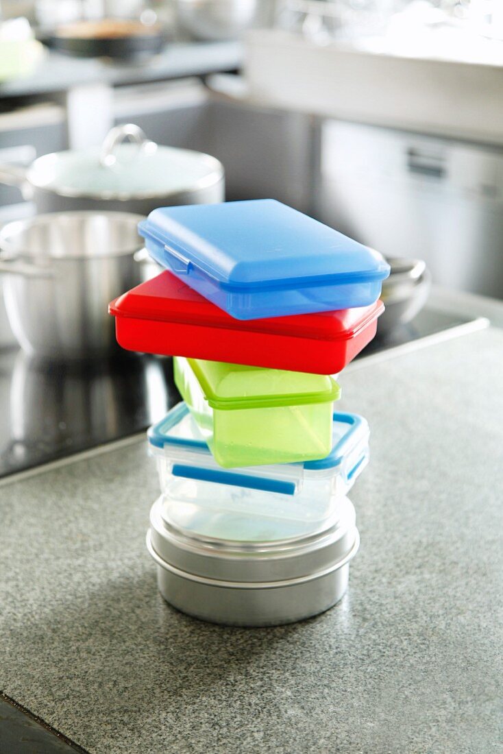 A stack of Tupperware