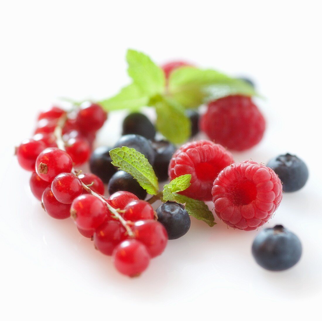 Raspberries, currants and blueberries (no background)
