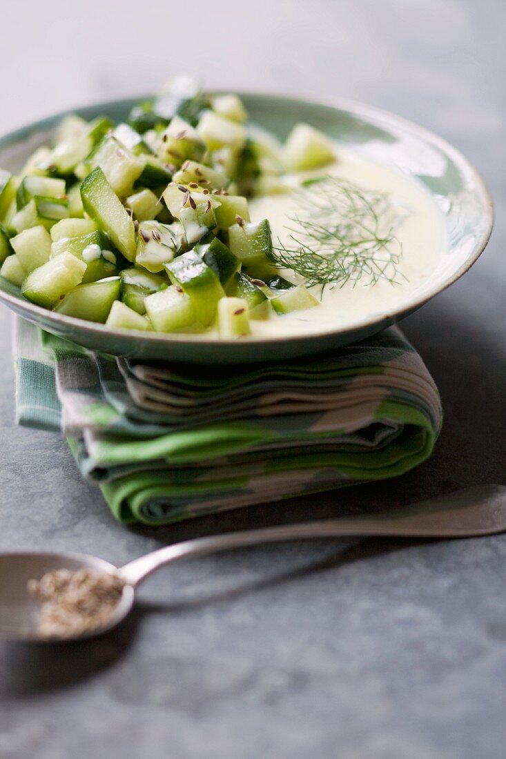 Cucumbers with dill sauce