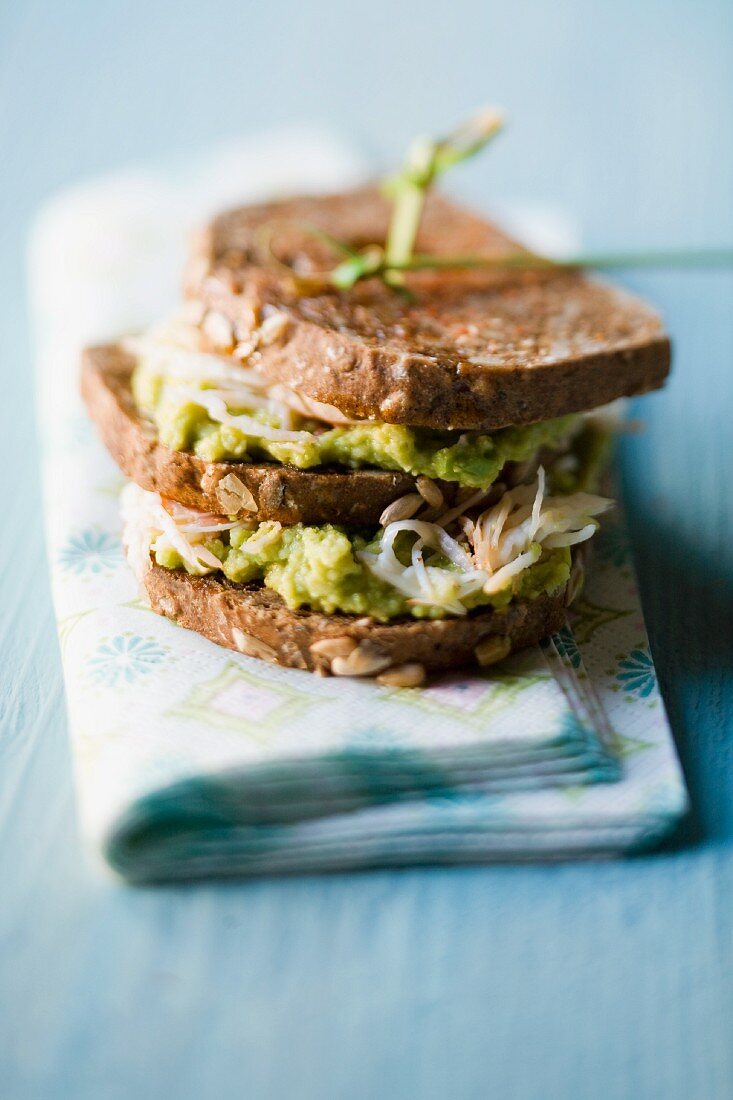 A crab and guacamole sandwich