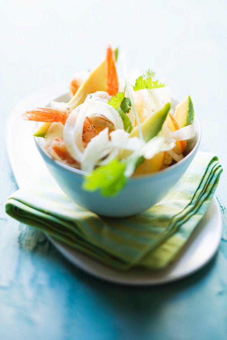 Fenchelsalat mit Garnelen und Avocado