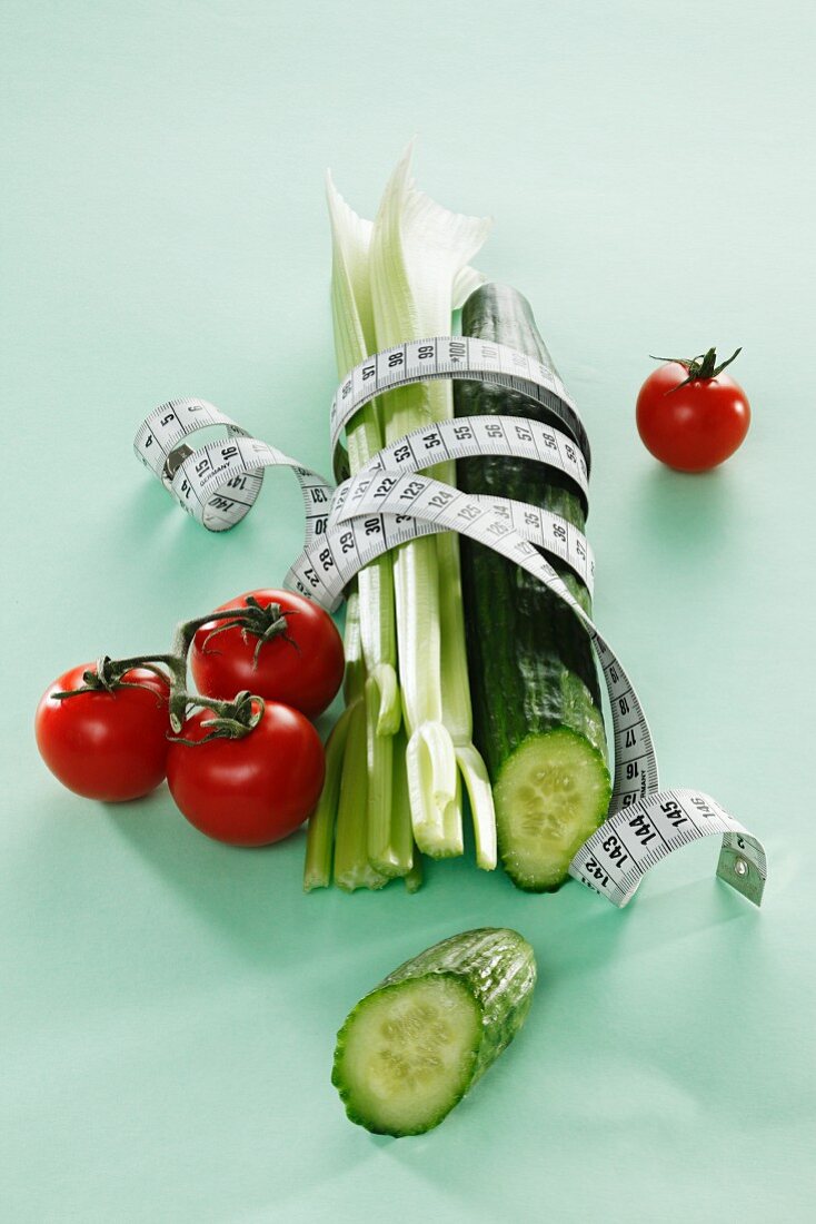 Vegetables with a measuring tape