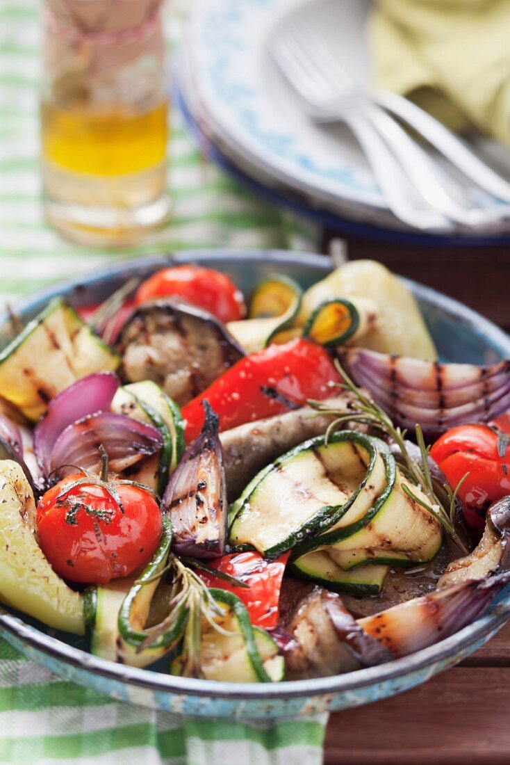 Grilled vegetables in a bowl
