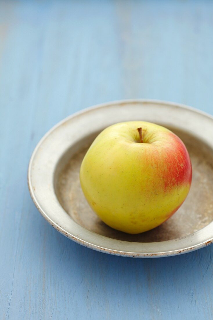 An apple on a plate