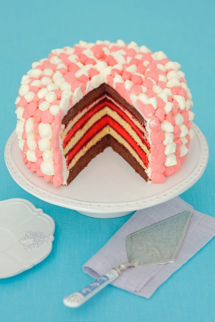 Layer cake with raspberry jam