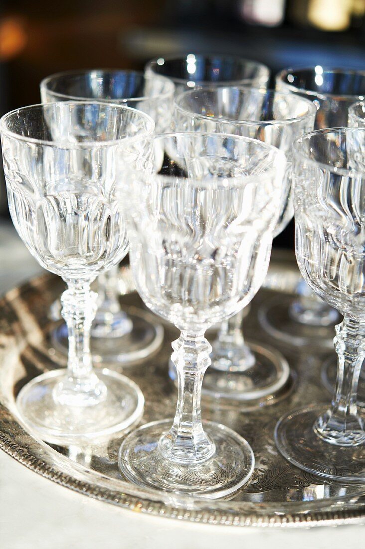 Aperitif Glasses on a Silver Tray