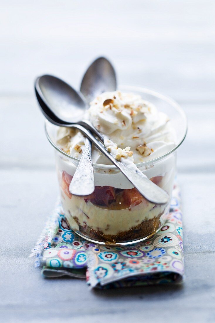 A trifle with nectarines and nuts