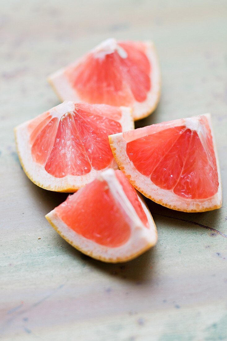 Pink grapefruit quarters