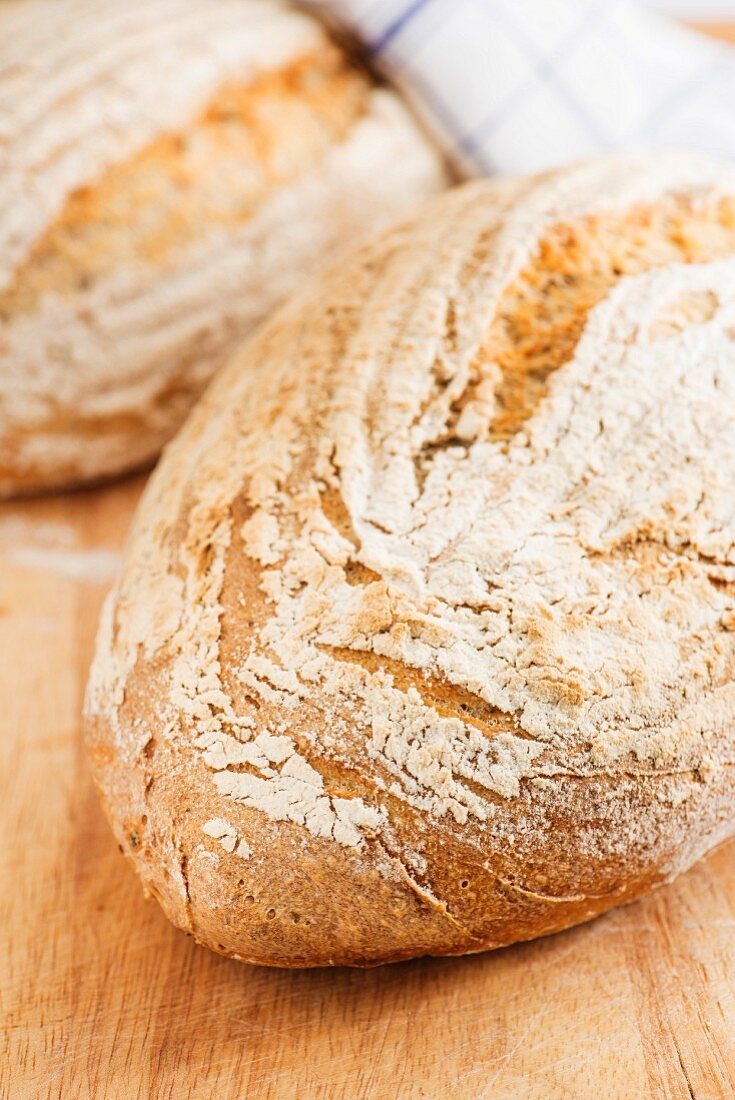 Two pale loaves of bread