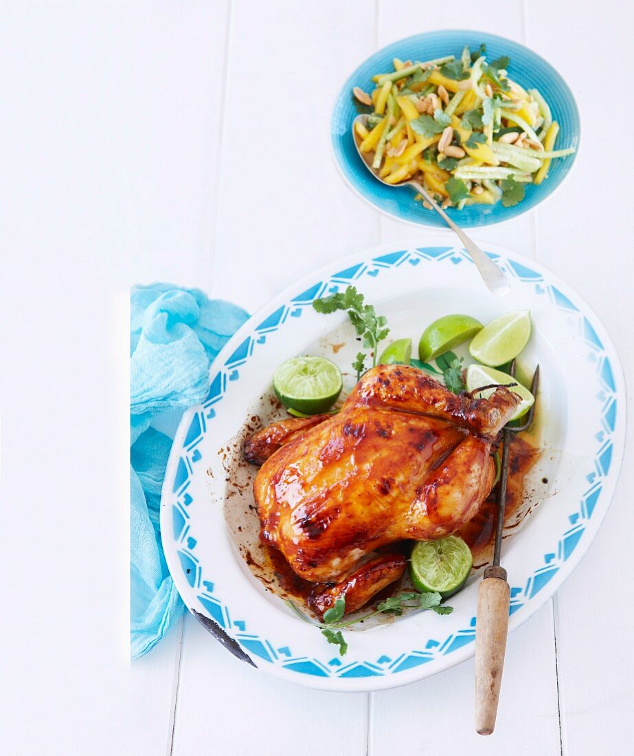 Roast Chicken with mango coconut salad