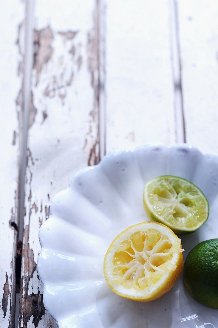 Half a lemon and half a lime, after being squeezed