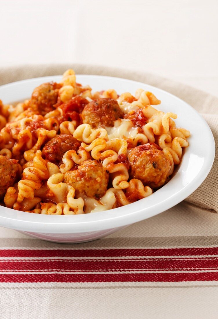 Pasta with meatball ragout