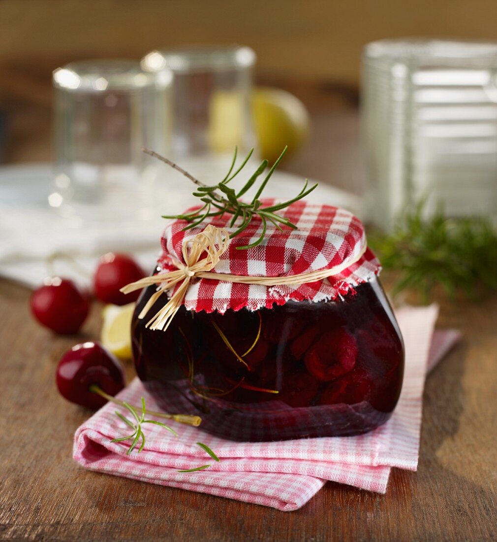 Cherry and rosemary jam