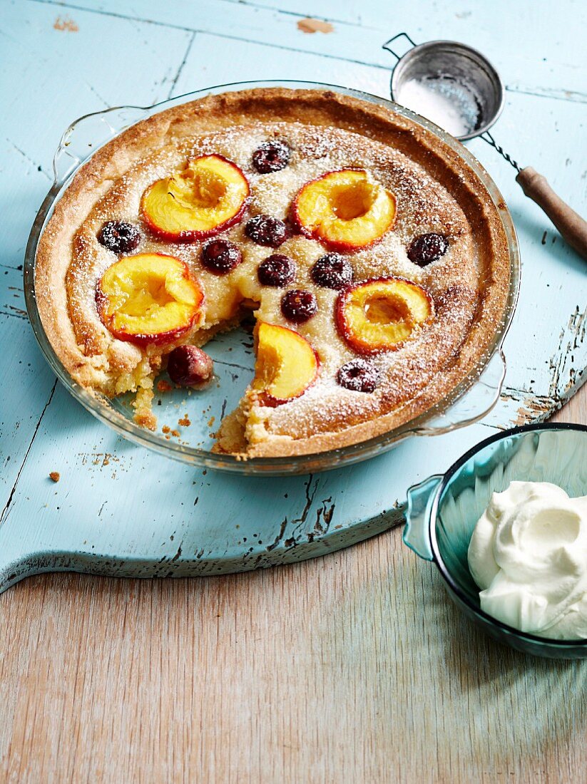 A nectarine and cherry tart