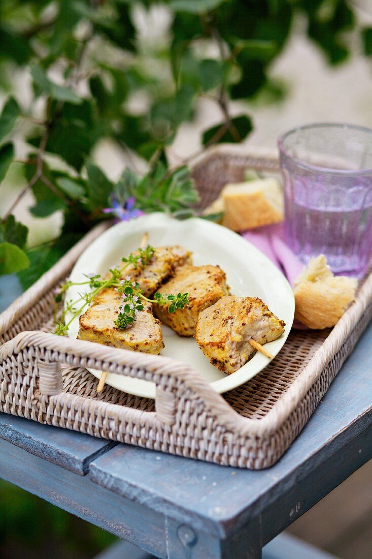 Gegrillte Schweinelende mit Senfmarinade