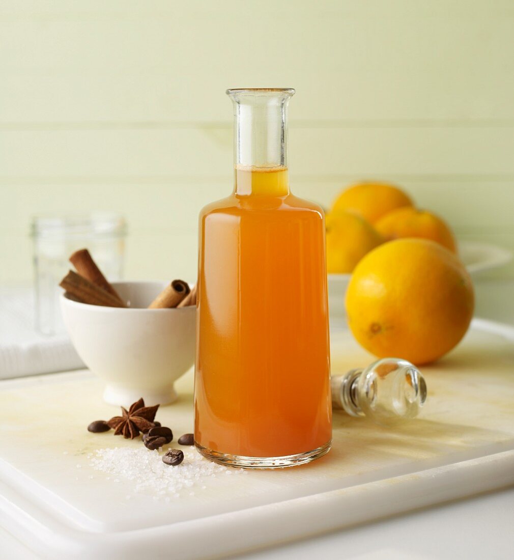 Homemade blood orange liqueur