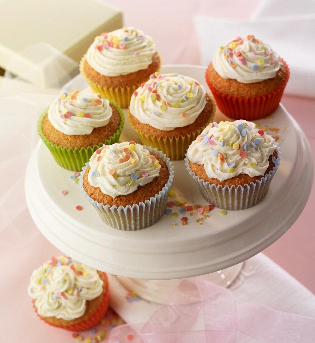 Cupcakes with colourful sprinkles