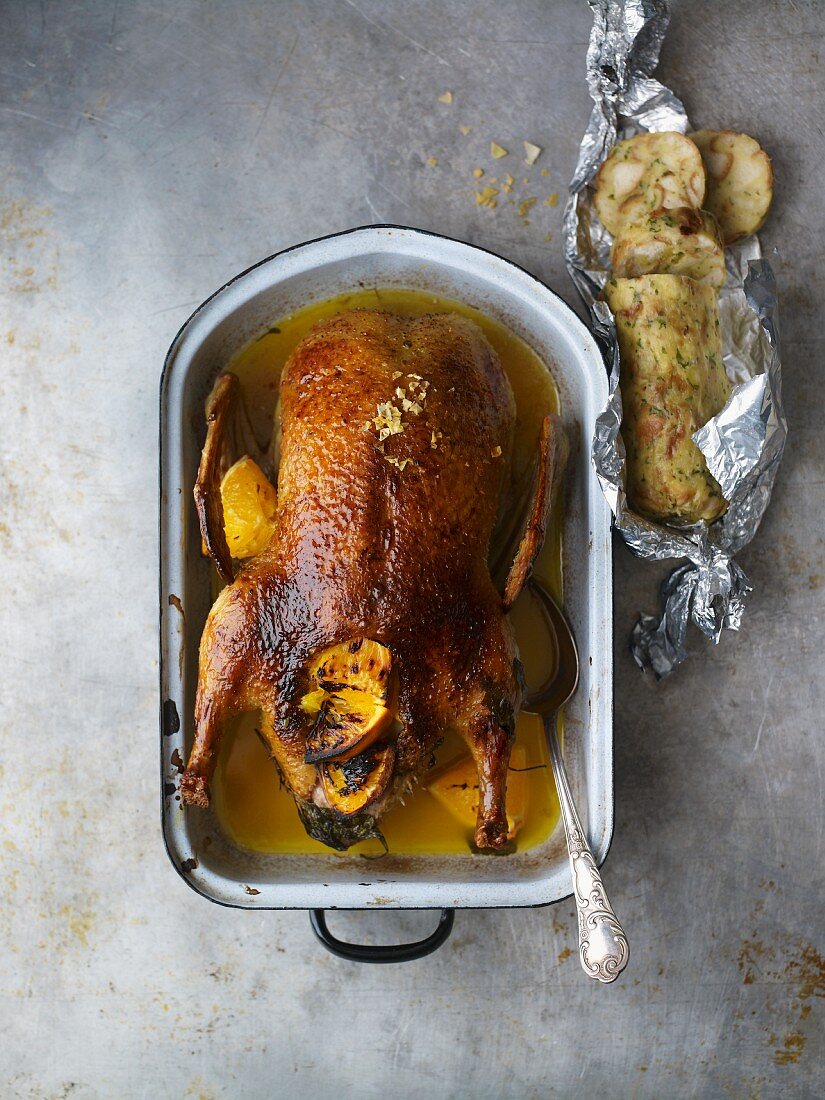 Duck à l'orange with napkin dumplings