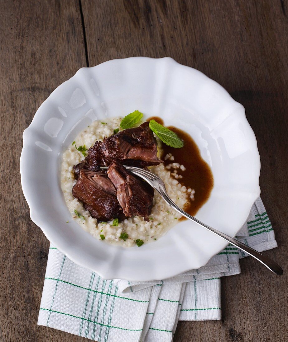 Calf's cheeks with risotto