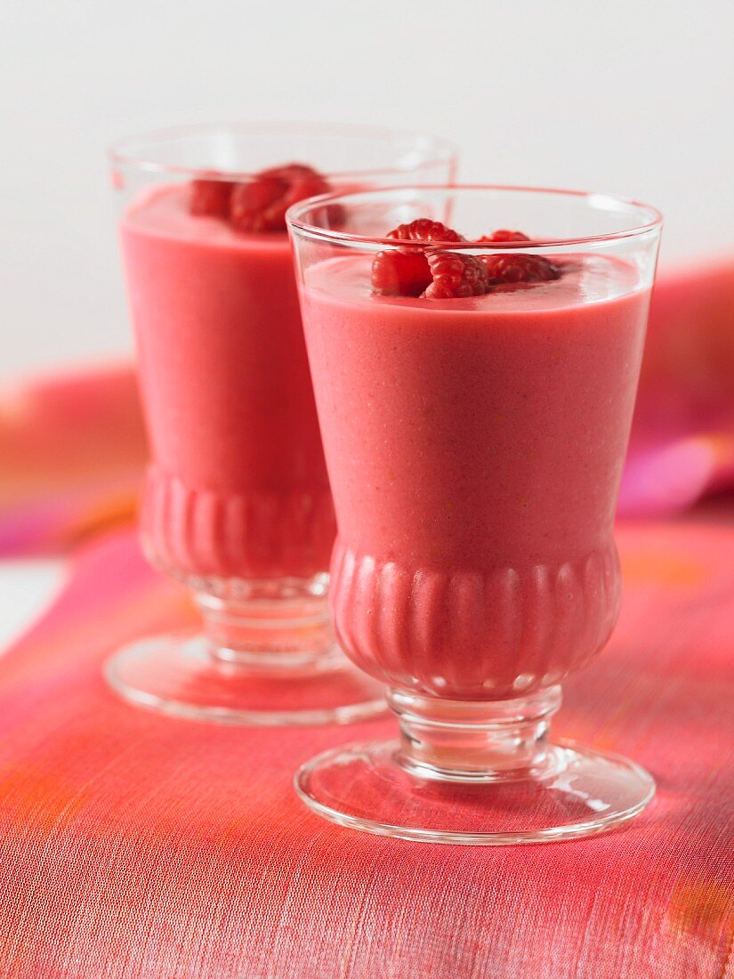 Raspberry Smoothie in a Glass; Fresh Raspberries