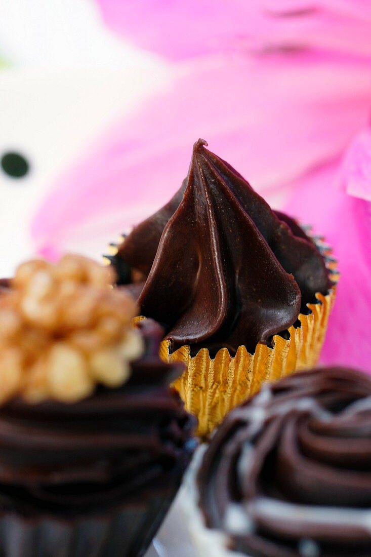 Chocolate treats with flower decoration