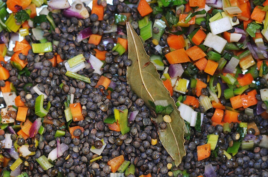 Ingredients for lentil soup