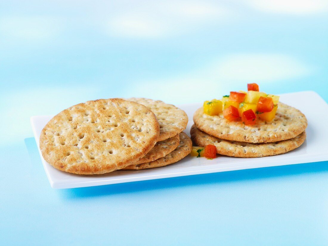 Crackers with salsa