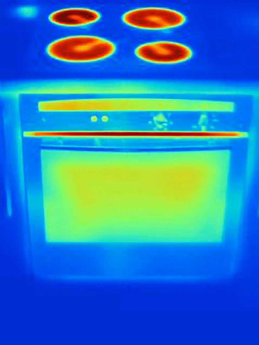An infra-red image of a cooker with hob