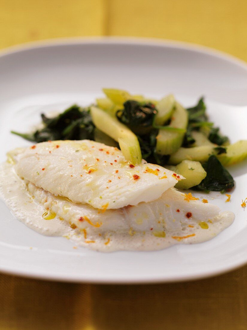 Haddock with spinach and celery