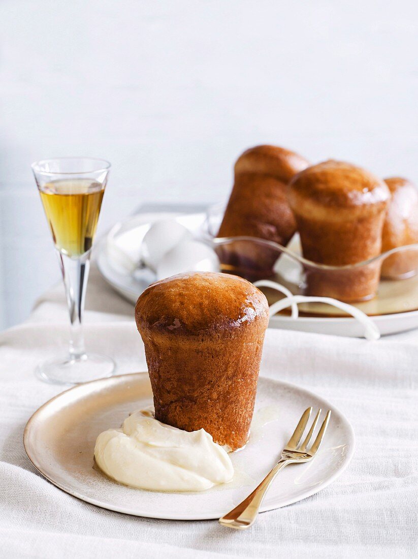 Rum babas with orange cream for Christmas