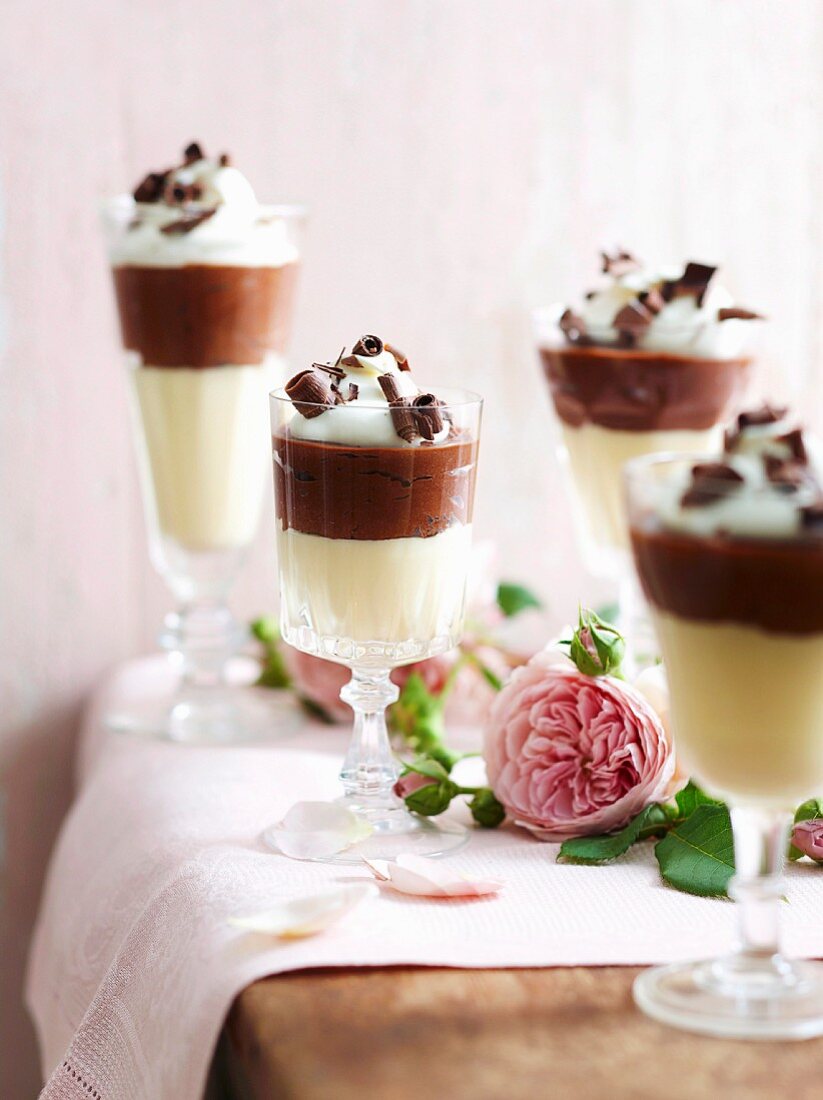 White and dark chocolate mousse