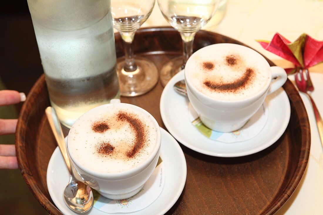 Cappuccinos with smiley faces