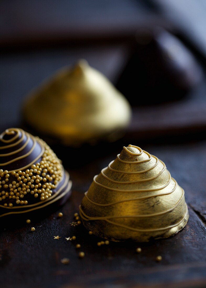 Golden pyramid chocolates