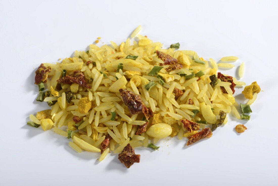 A ready-made mix of rice with dried vegetables and spices