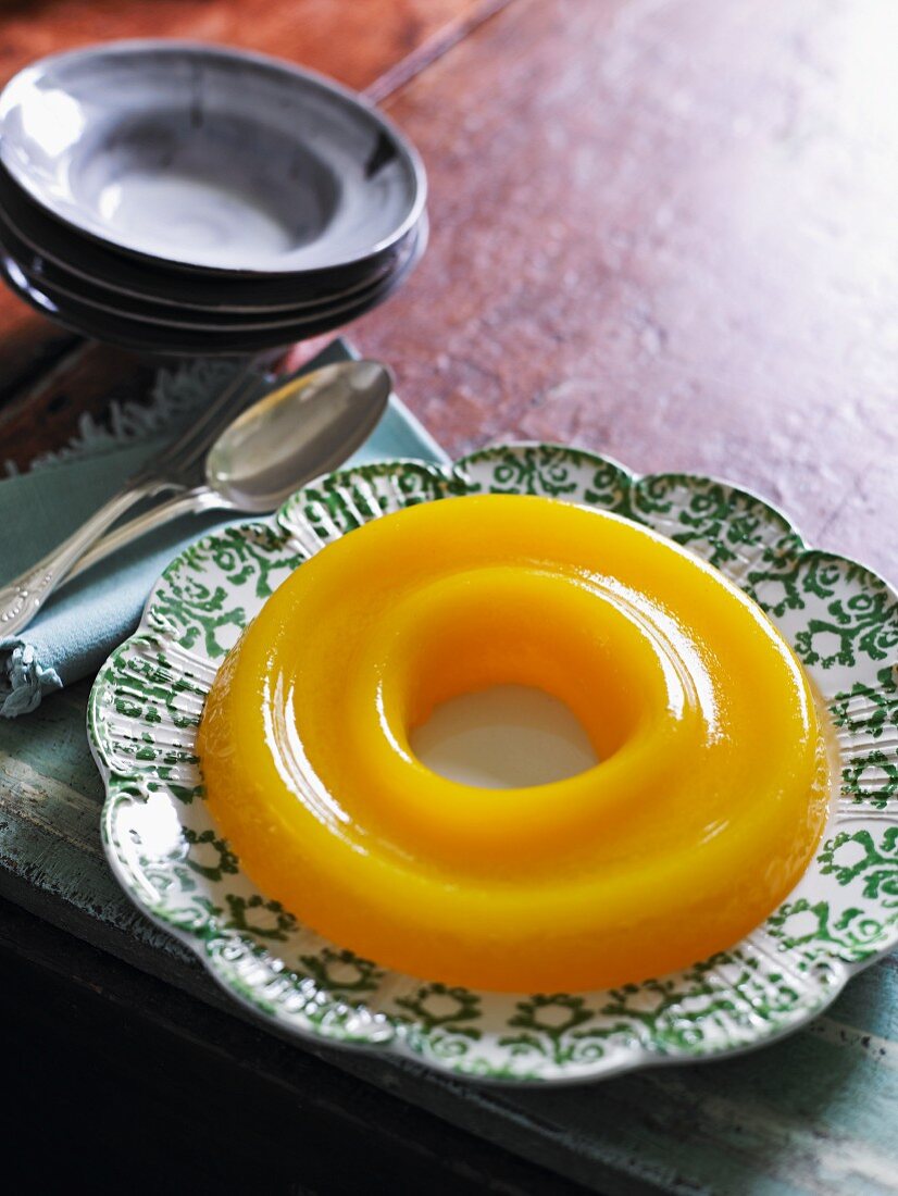 A fruit jelly, turned out of the mould