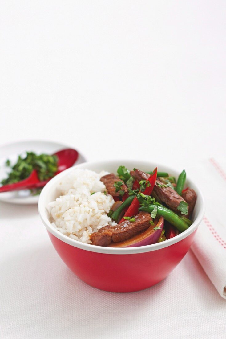 Hoisin lamb with rice