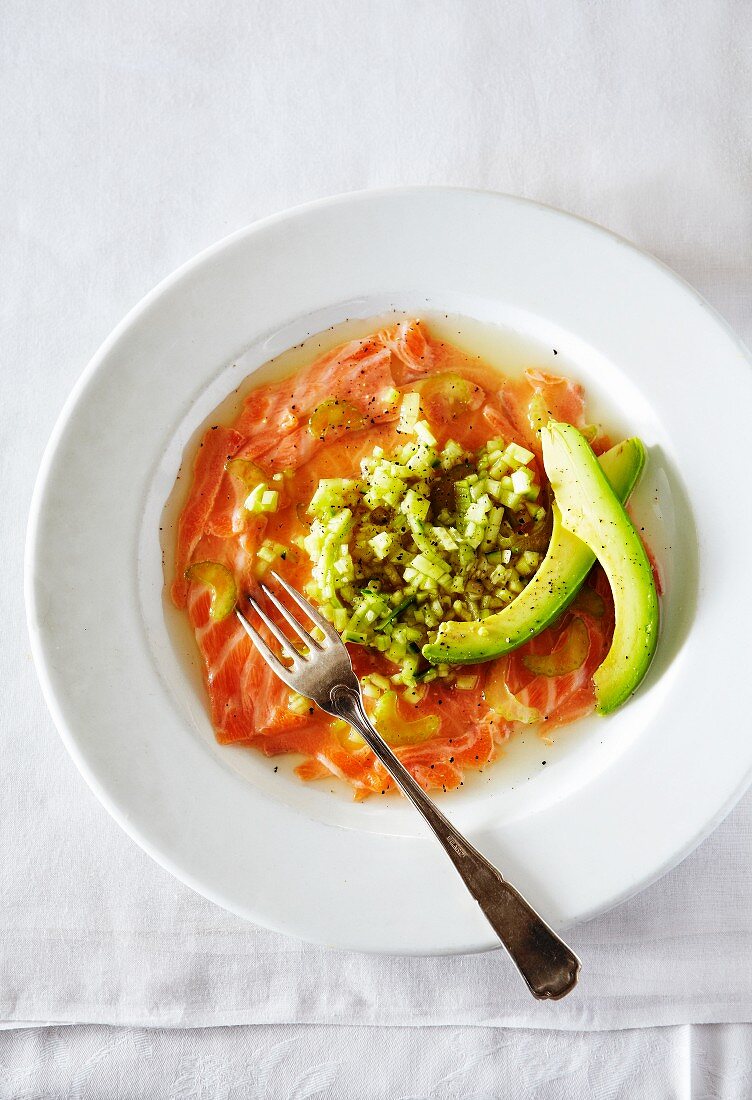 Salmon lime ceviche with avocado