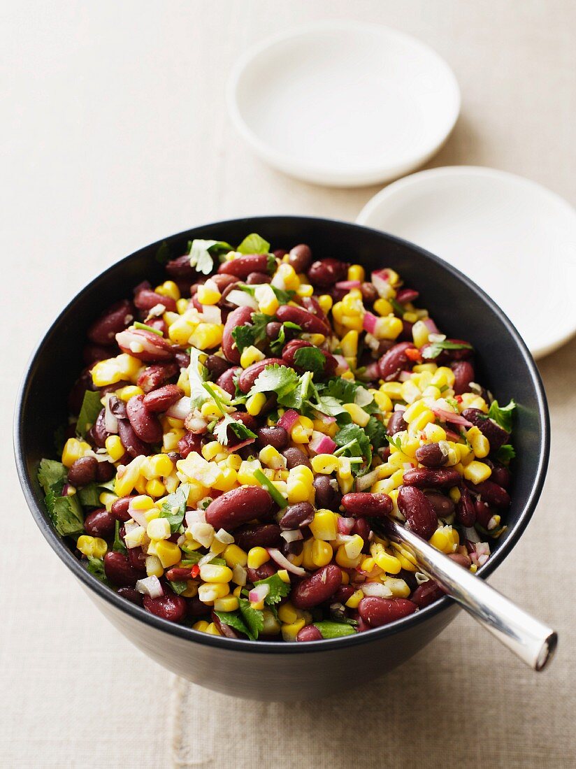 Bean salad with sweetcorn and coriander