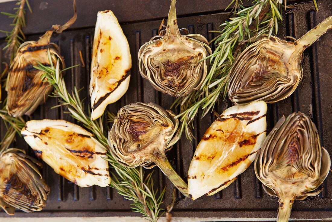 Grilled artichokes