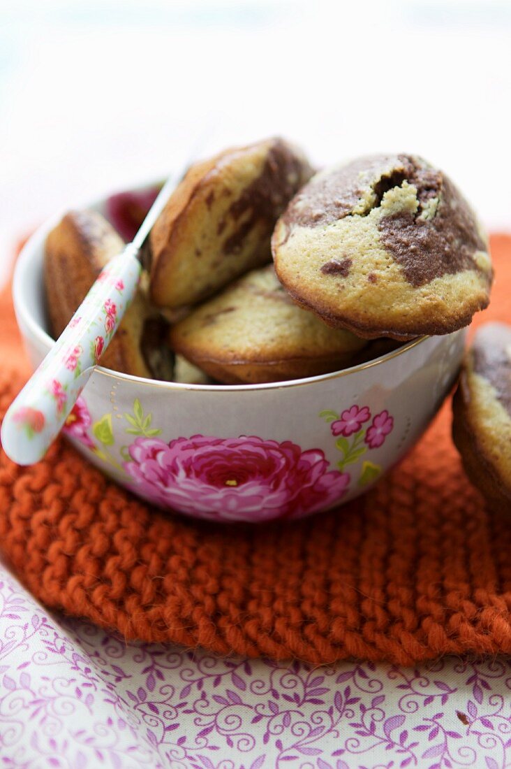 Marbled Madeleines in a Flowered Bowl