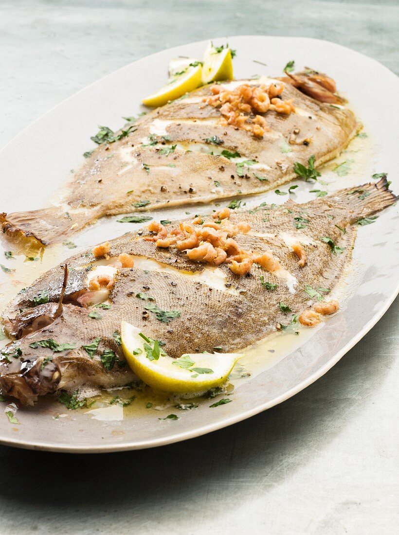 Grilled sole with butter sauce