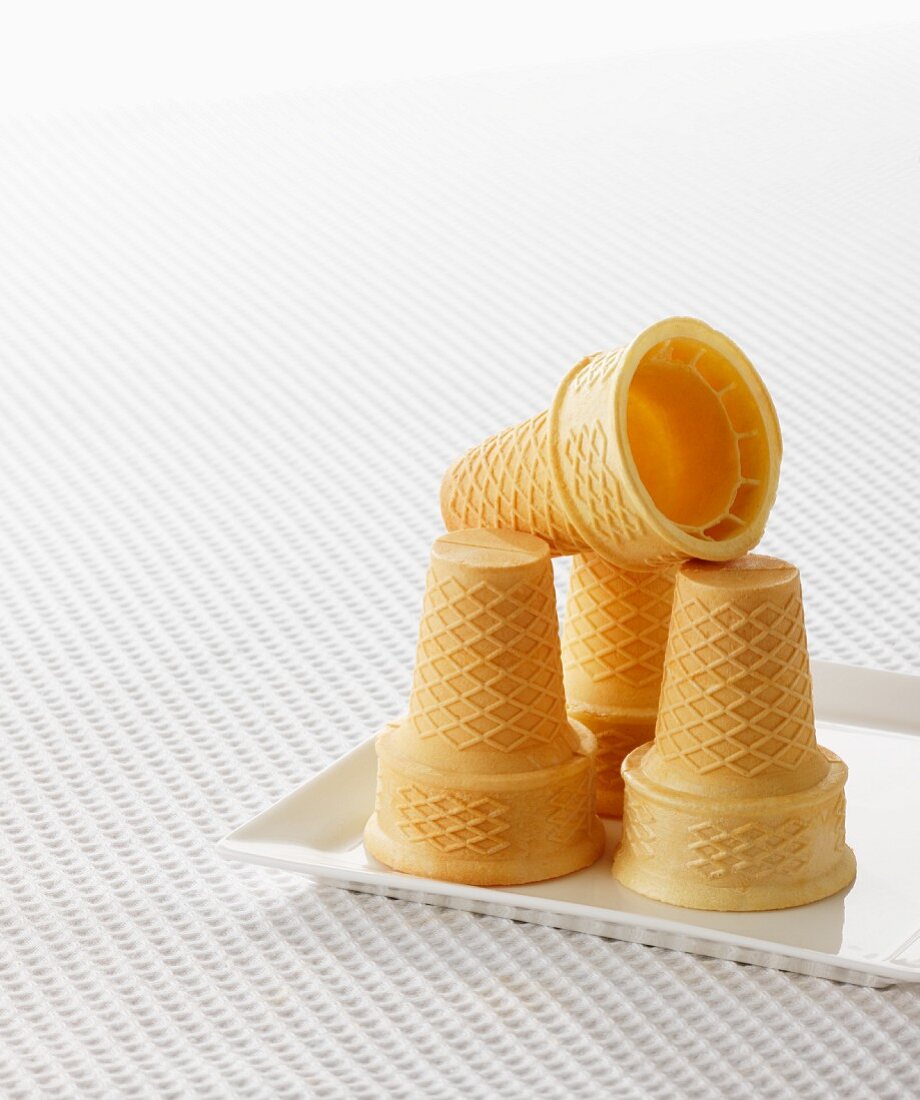 Four empty ice-cream cones
