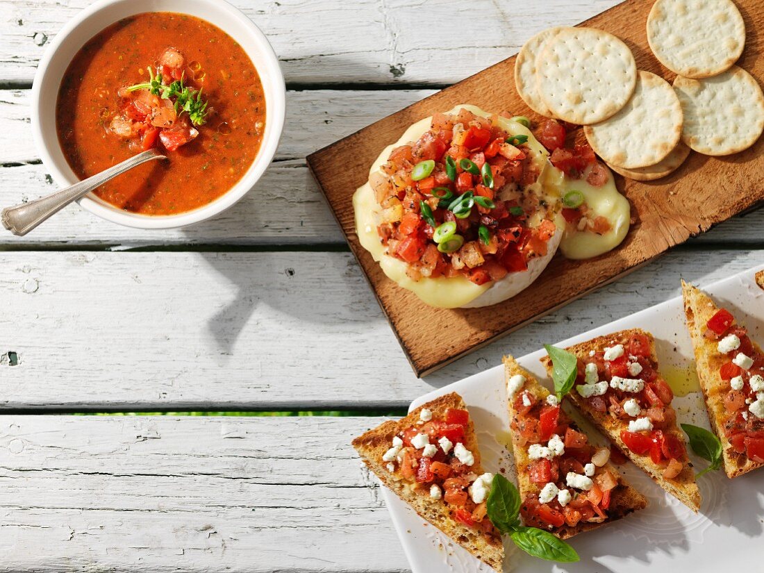 Tomato soup and bruschetta