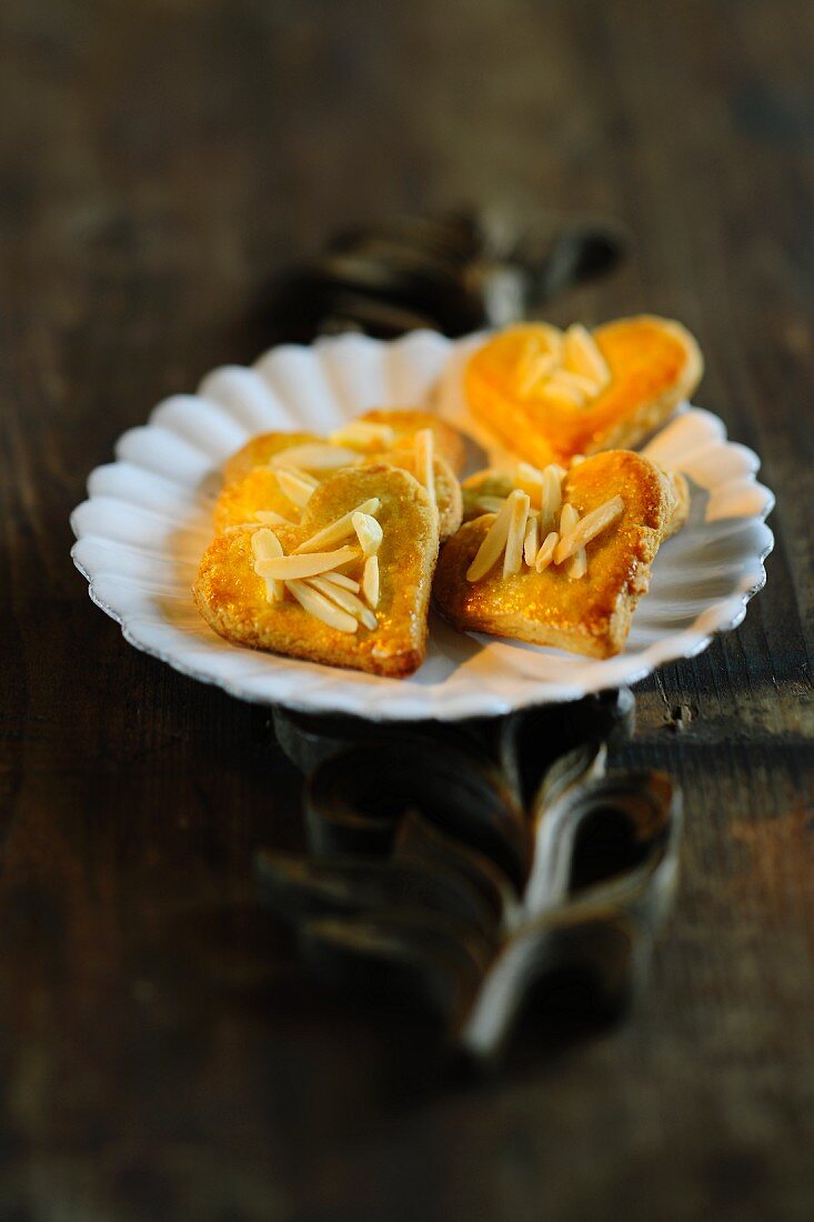 Heart-shaped almond biscuits