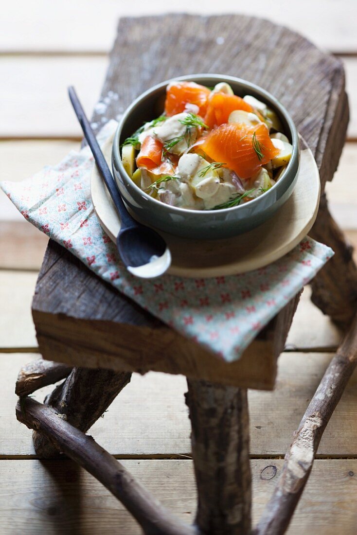 Potato salad with smoked salmon