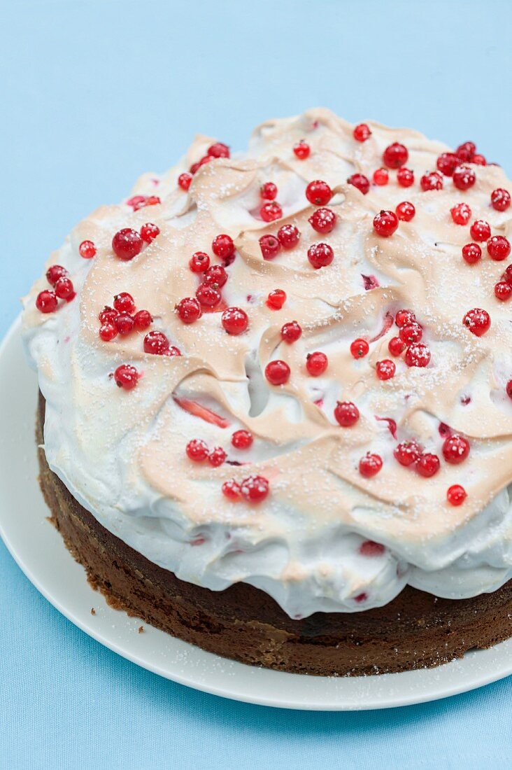 Redcurrant cake with a meringue top