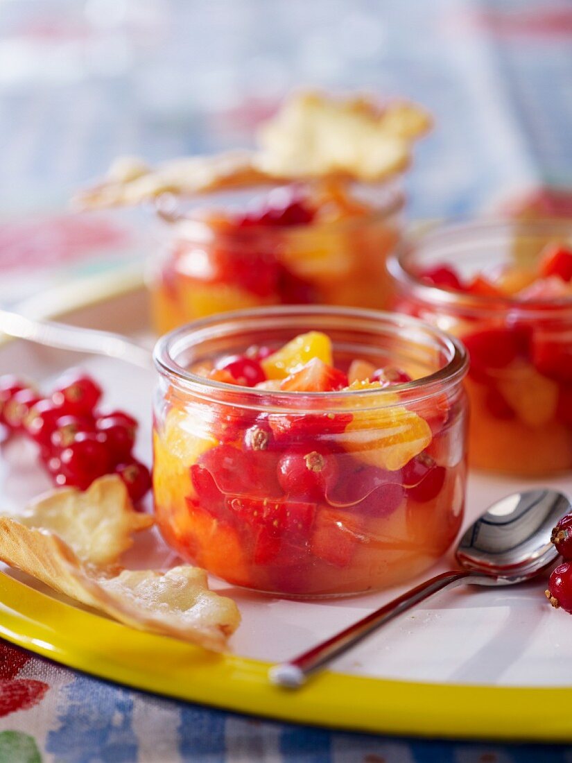 Fruit salad with redcurrants