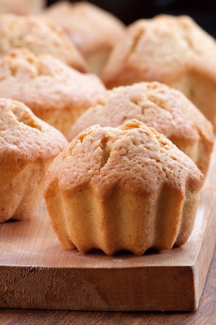 Muffins on a wooden board